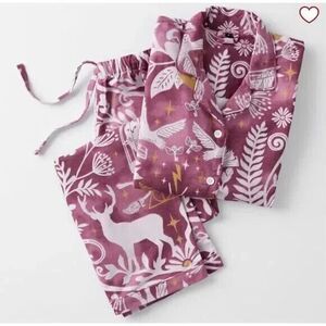 Pottery Barn Teen Harry Potter Magical Damask 2 Pc Organic Flannel Pajamas Sz LG